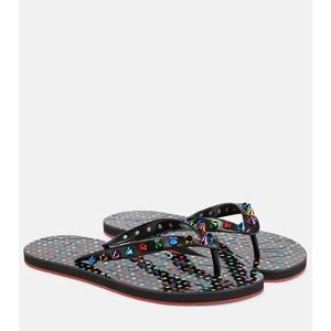 Christian Louboutin Loubi Flip Spikes Donna Flat Multi Thong Flip Flop Sandal 37